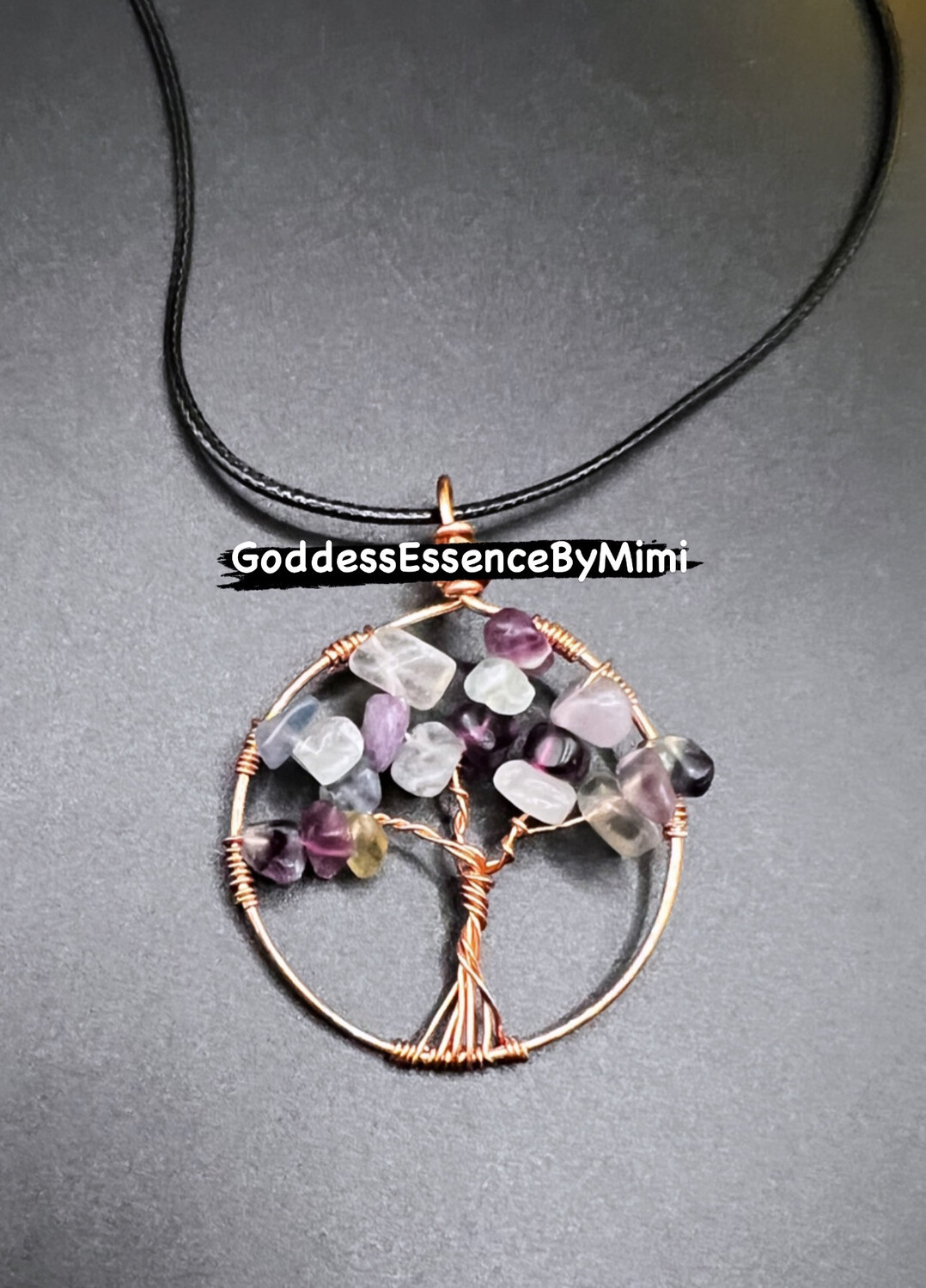 Fluorite Tree of Life Gemstone necklace for Focus