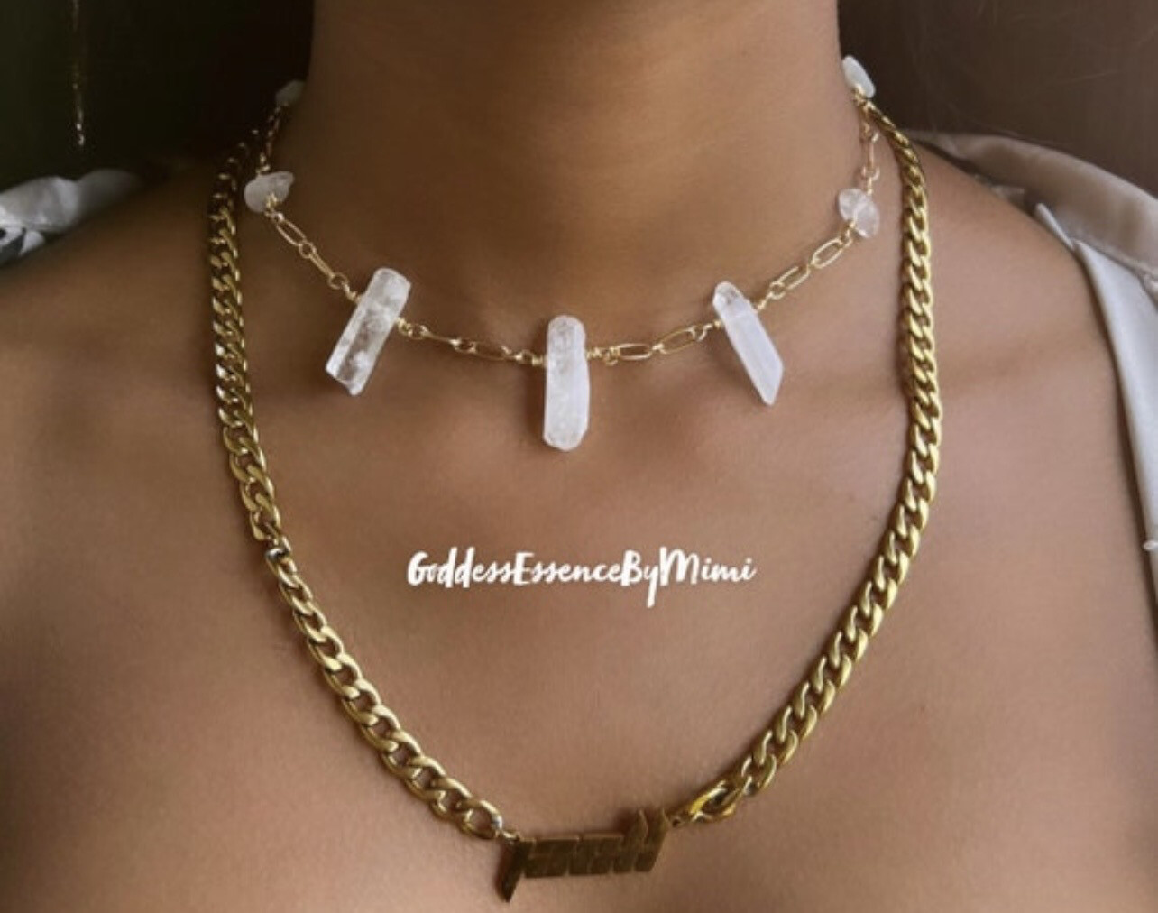 Quartz & Moonstone Crystal Adjustable Choker