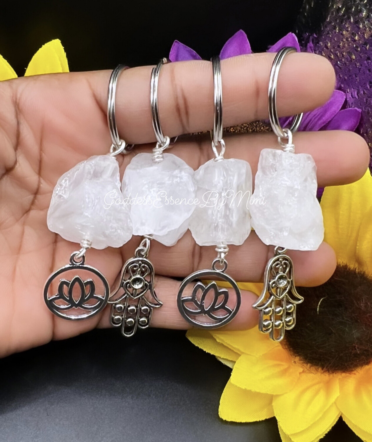 Quartz Protection & manifesting Keychain