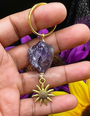 Amethyst Sunflower Protection, Cleansing, Intuition Keychain Amethyst Sunflower Protection, Cleansing, Intuition Keychain