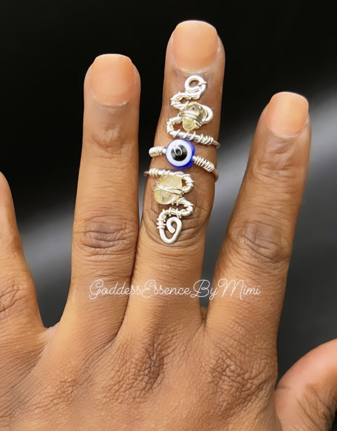 Clarity Goddess Art Crystal Freestyle Ring