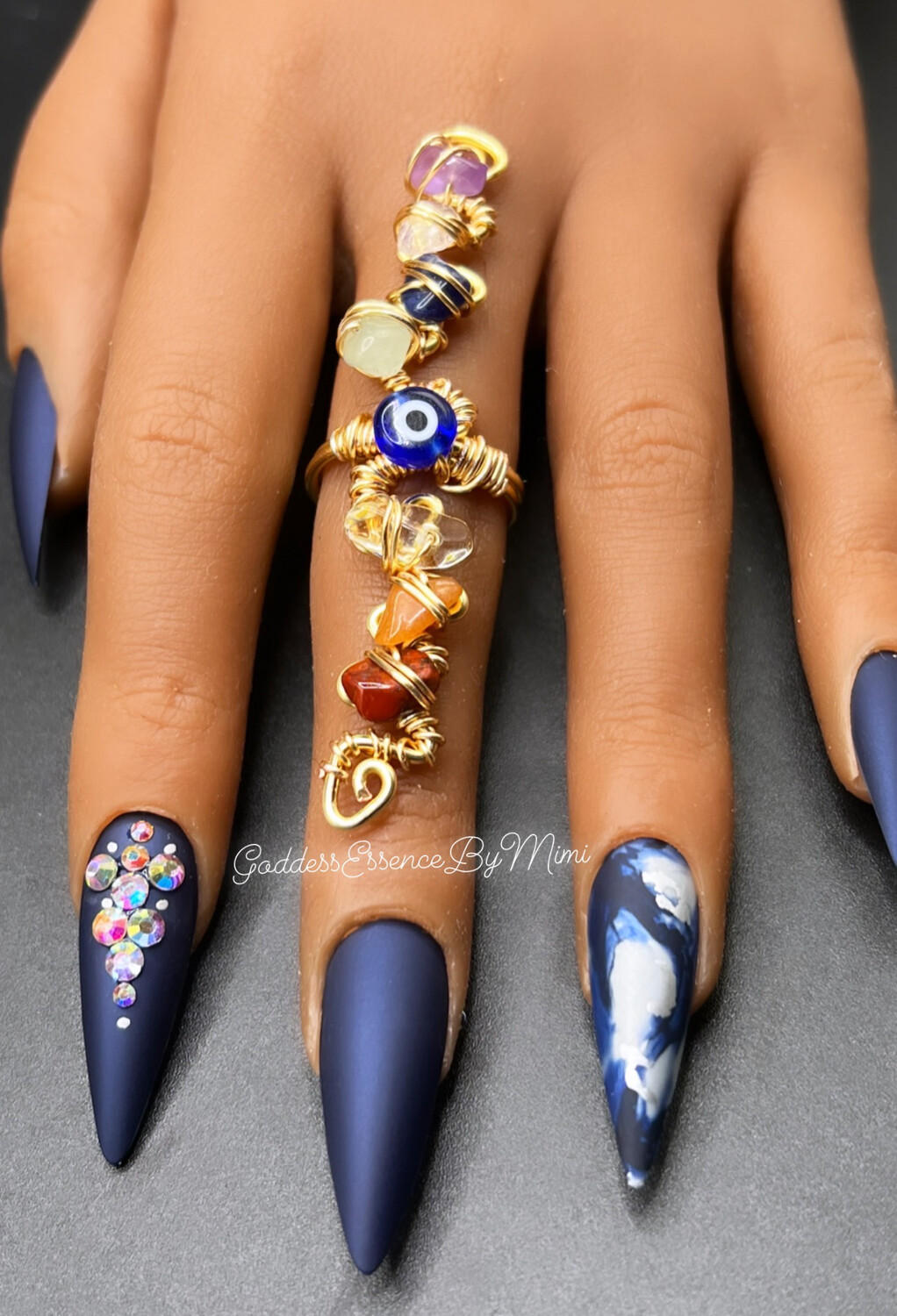 Chakra third eye Goddess Art Crystal Freestyle Ring