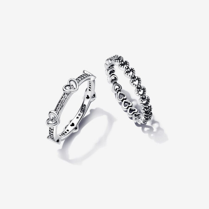 Hearts Band Ring Set