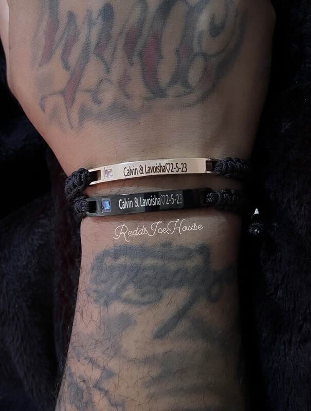Adjustable Engraved Stainless Steel Braided Bracelets