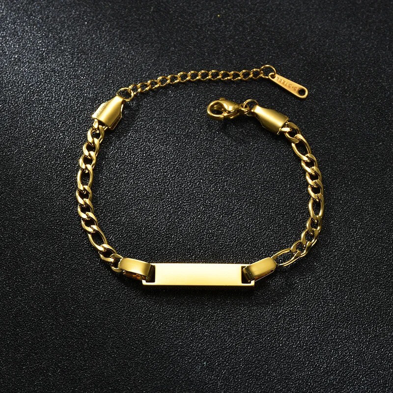 Baby/Kids High Quality Waterproof Gold Cuban Link Name Bracelet