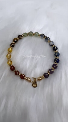 Chakra Crystal wire wrapped Bangle bracelet