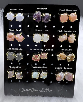 Crystal Gemstone Stud Earrings