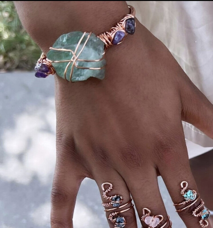 Raw Crystal Energy Protection Bangle bracelet