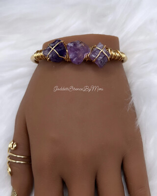 Raw Amethyst Crystal Energy Protection Bangle