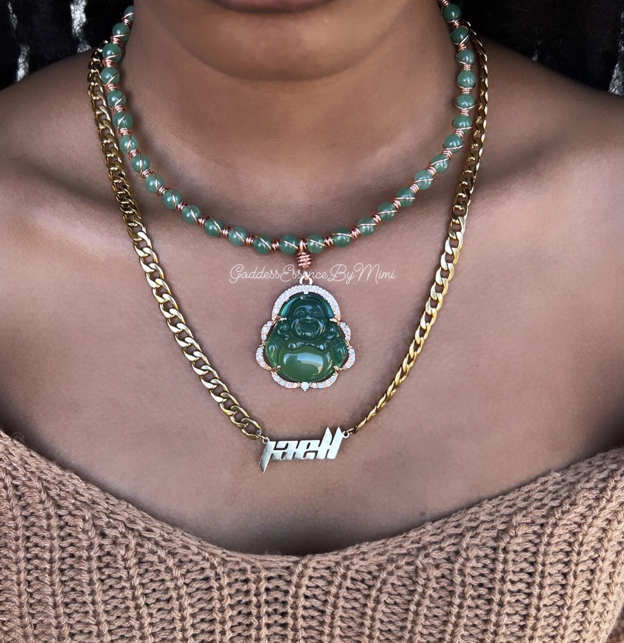 High Quality Adjustable crystal jade Buddha gemstone Choker