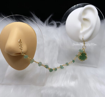 Jade Buddha Crystal Nose Cuff Chain Earring
