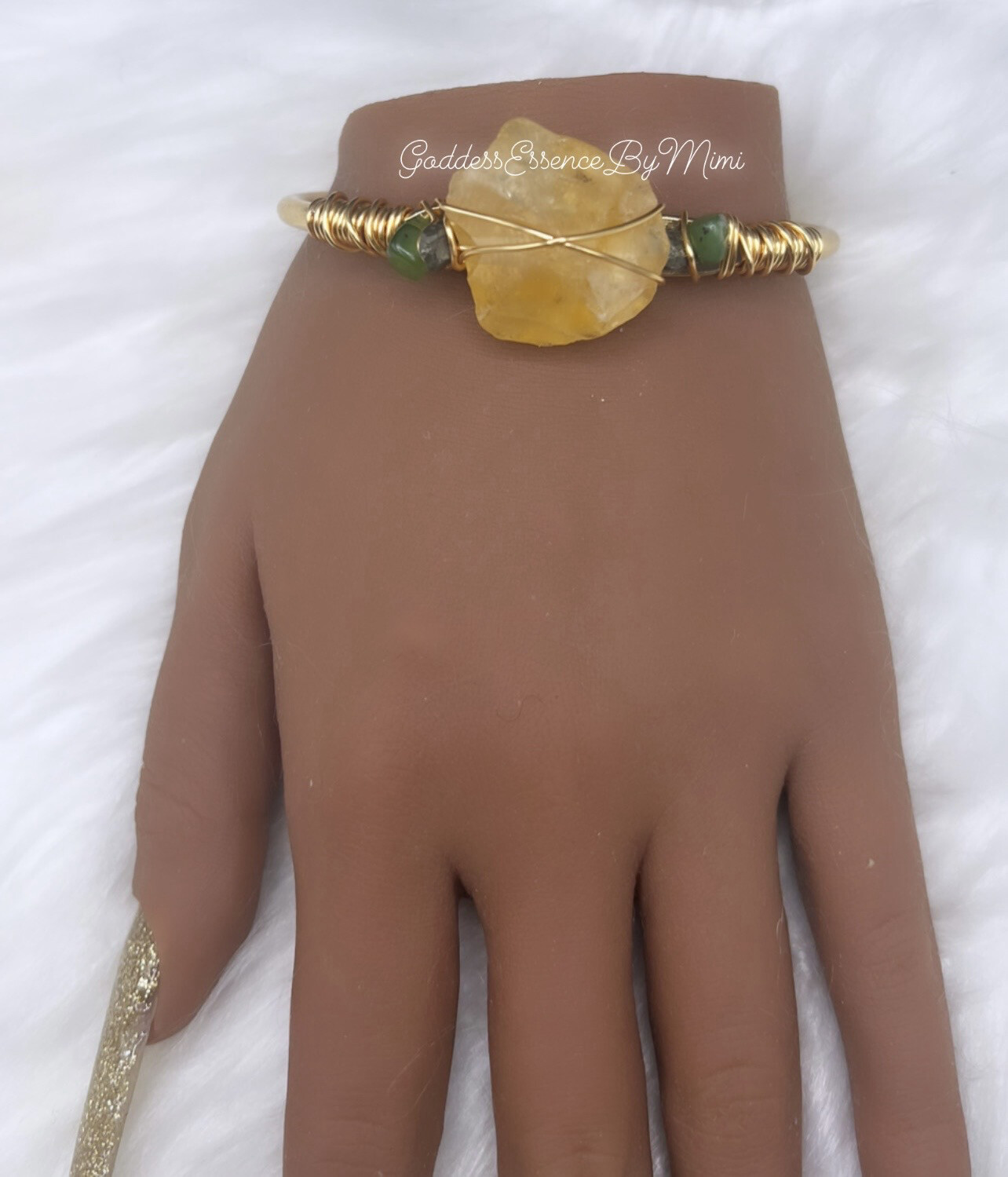 Money Attraction Raw Crystal Bangle
