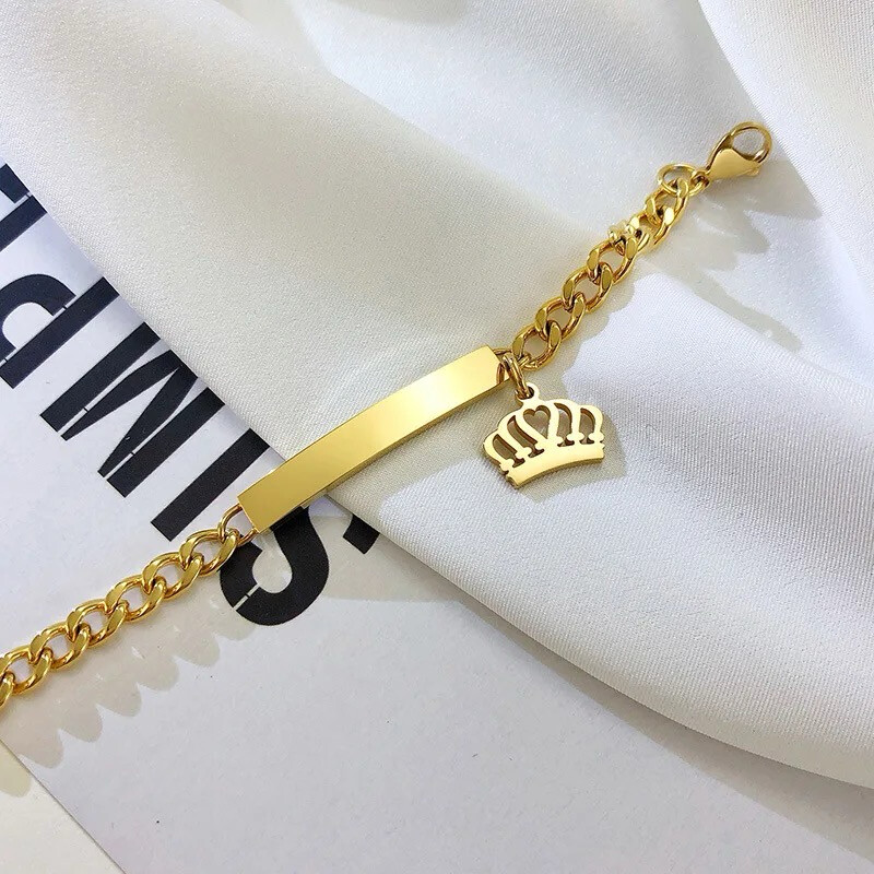 Baby/Kids High Quality Waterproof Gold Cuban Link Name Bracelet