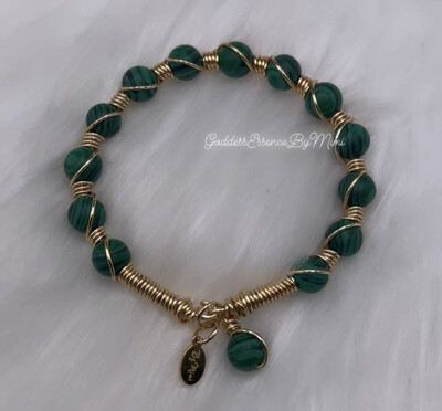 Malachite wire wrapped Bangle bracelet