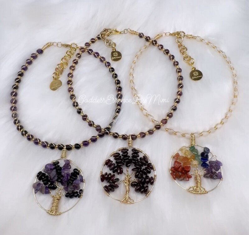 High Quality Gemstone Tree of life necklace/Choker