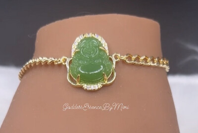 18k gold plated waterproof Stainless steel high quality adjustable Jade Buddha bracelet