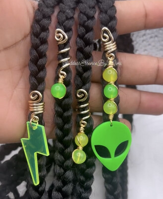 Alien extraterrestrial glow in the dark loc charms set of 4