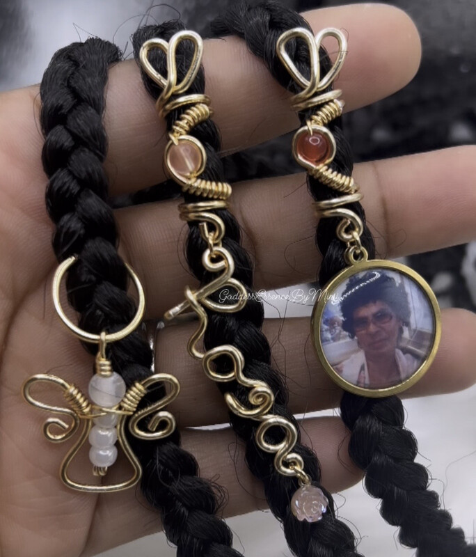 Memorial Angel Custom Name & Photo Pendant Loc/Braid jewelry Set Of 3
