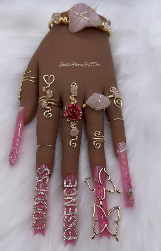 Heart & Rose Ring & Bracelet Set