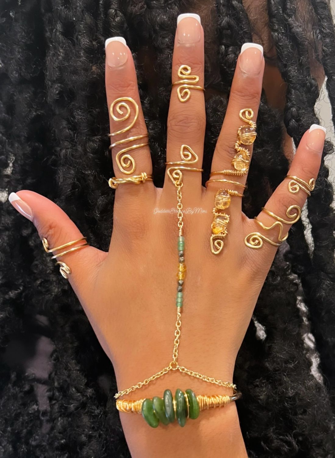 Citrine & Jade Ring & Bracelet Set
