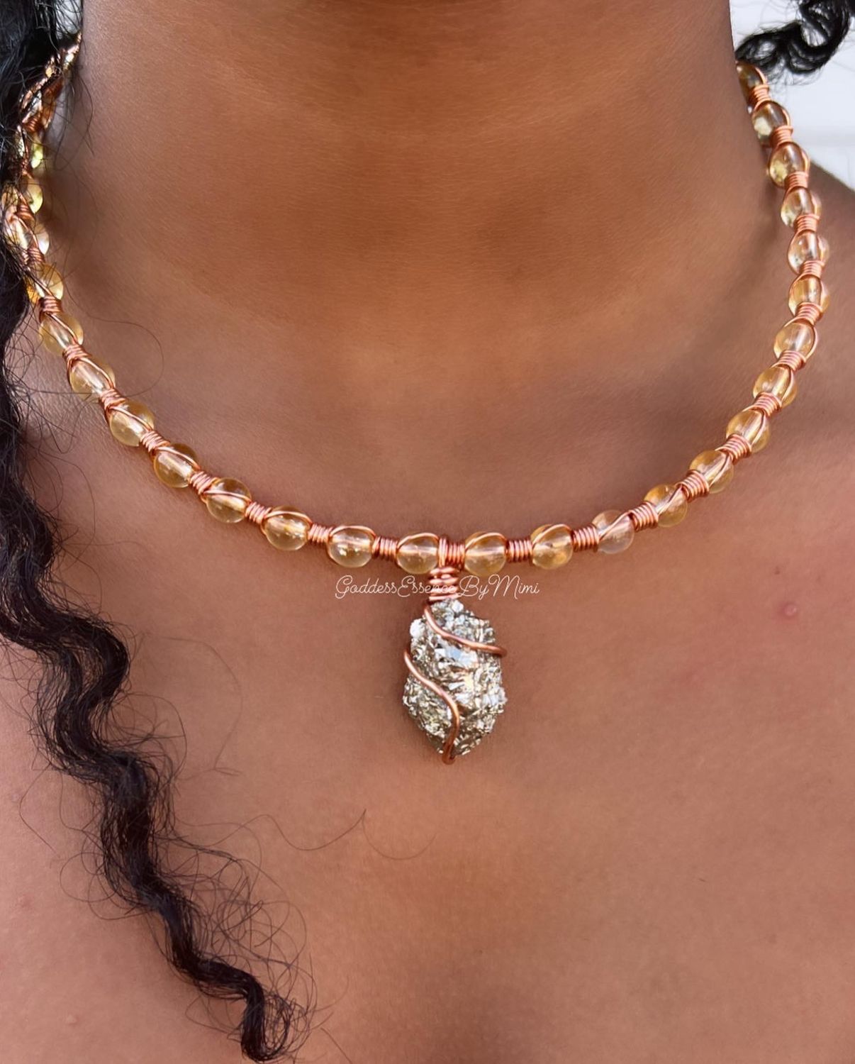 High Quality Manifest Abundance Citrine & Pyrite Crystal Choker High Quality Manifest Abundance Citrine & Pyrite Crystal Choker