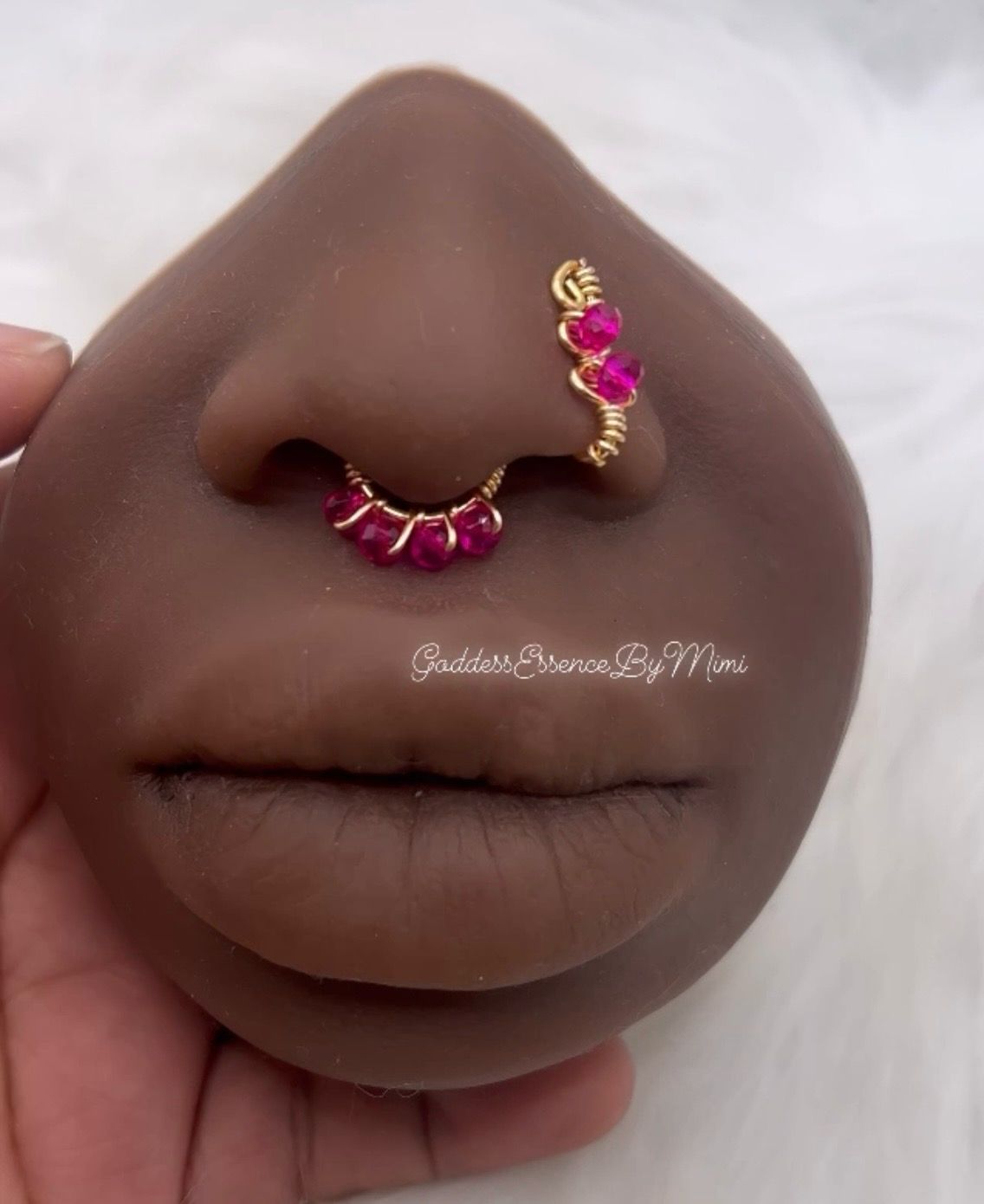 2 Goddess Crystal Nose Cuff Set with septum