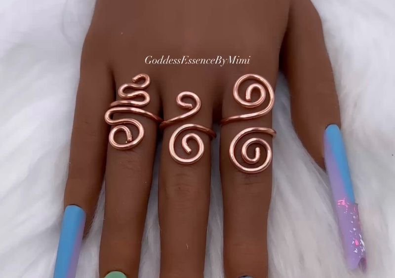 Bold Copper Goddess Art Ring Set