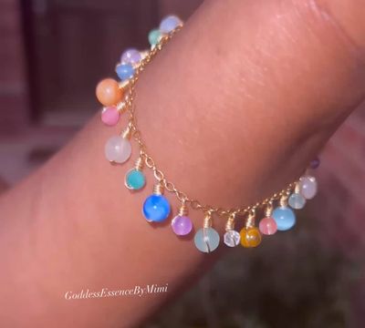 Non tarnish Hypoallergenic Handmade Multi Crystal Charm Bracelet Non tarnish Hypoallergenic Handmade Multi Crystal Charm Bracelet