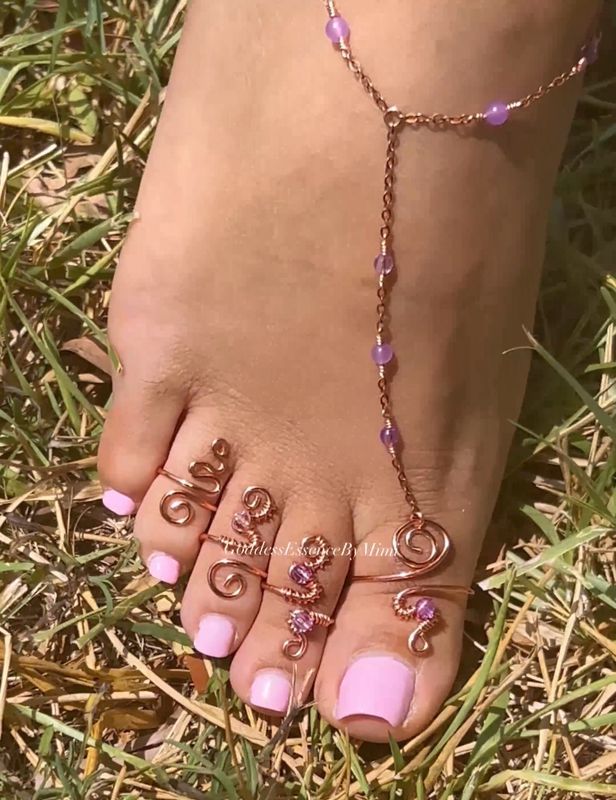 Goddess Gemstone Toe Ring Set Goddess Gemstone Toe Ring Set