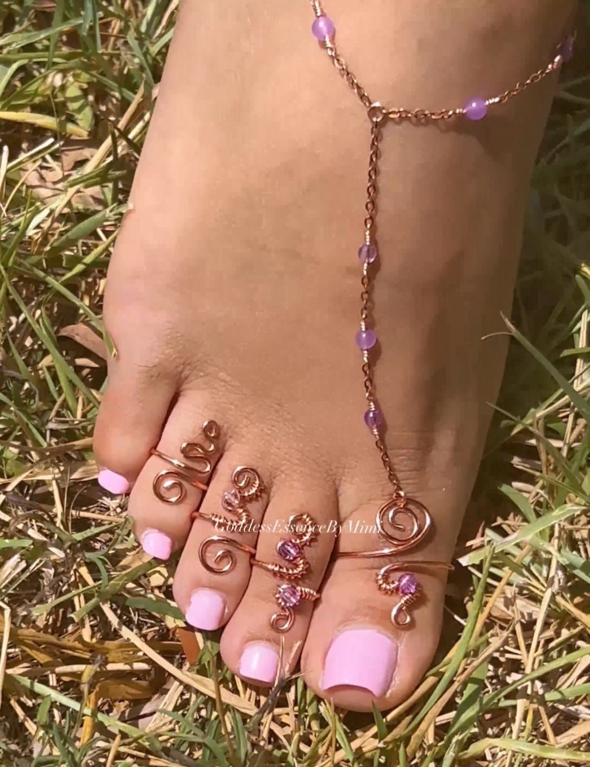 Goddess Gemstone Toe Ring Set