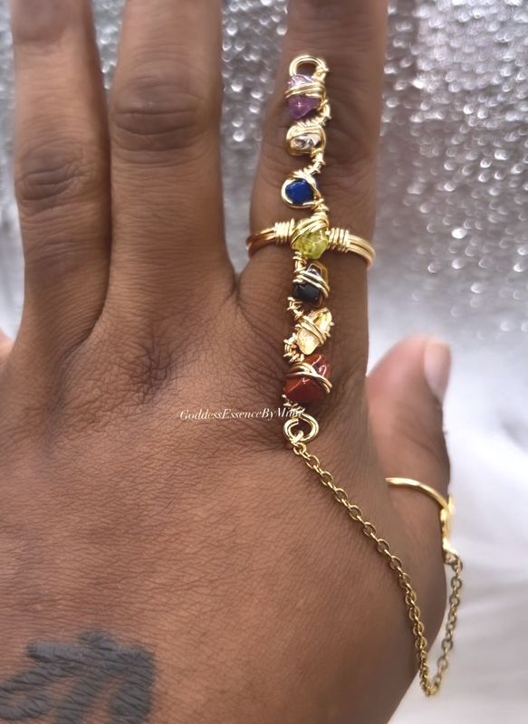 Chakra Goddess Art Crystal Chain Ring