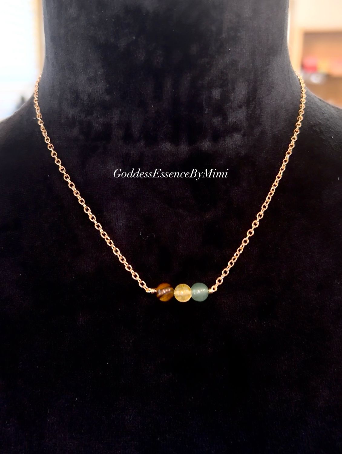Citrine, Tigerseye, Green Aventurine Necklace