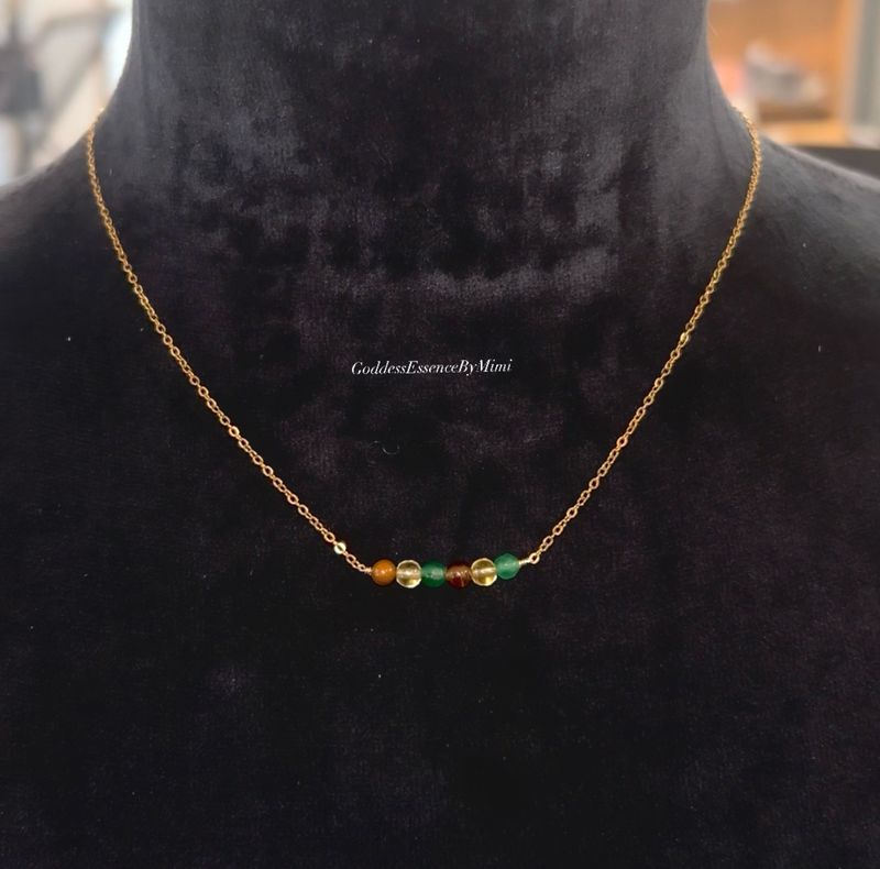 Citrine, Tigerseye, Green Jade Necklace