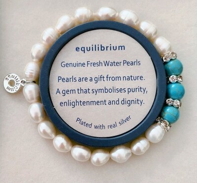 Bridesmaid Bracelet - Freshwater Pearls and turquoise