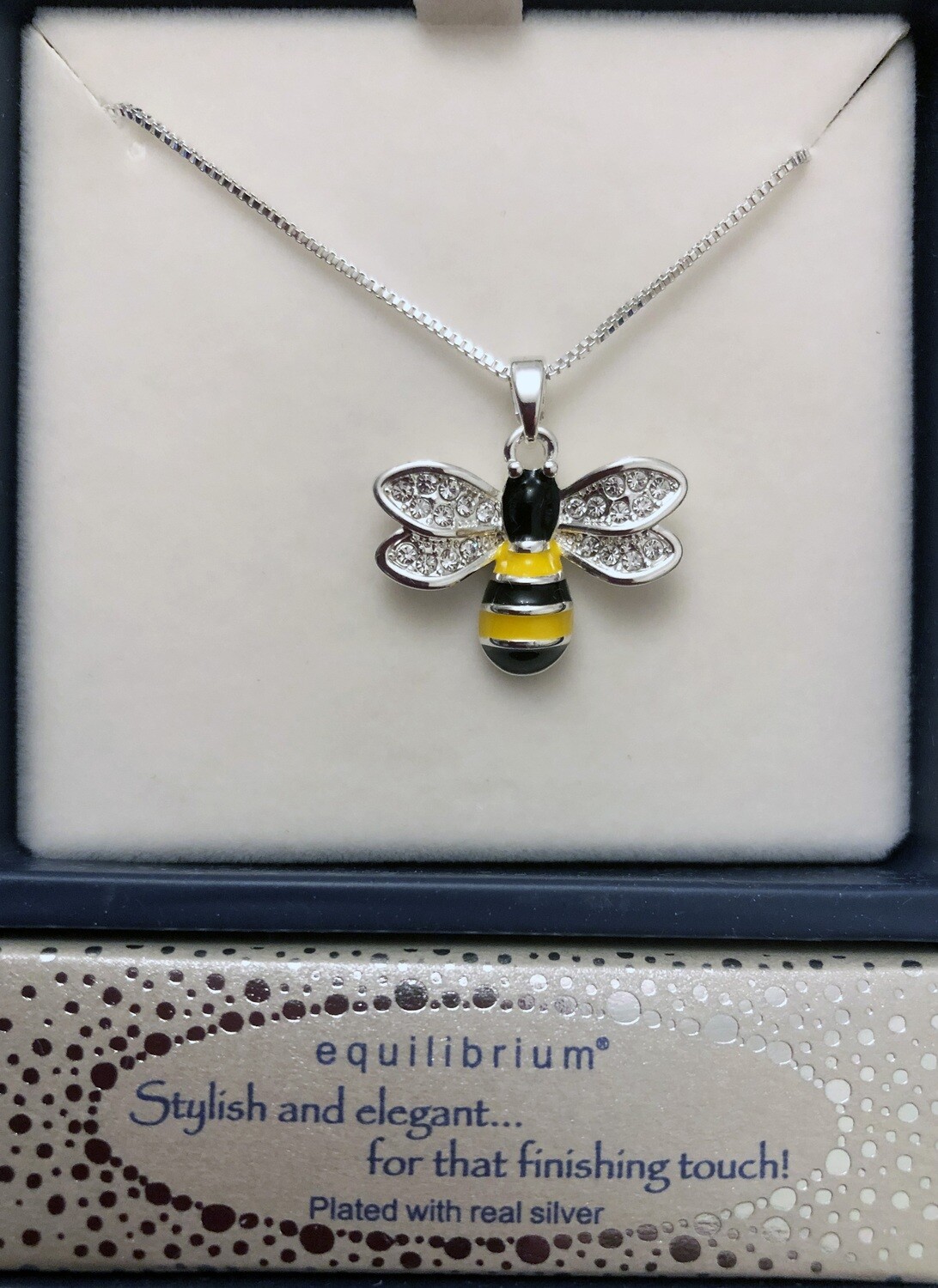 Hand-Enamelled Silver-Plated Bumble Bee Necklace
