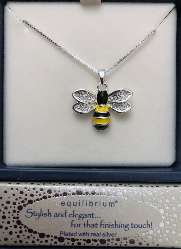 Hand-Enamelled Silver-Plated Bumble Bee Necklace