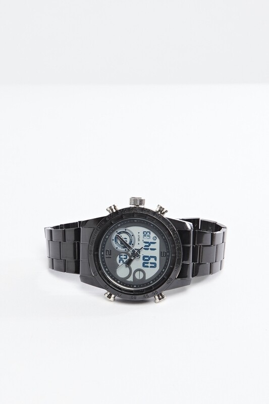 Montre digitale et analogique en acier Noir et blanc PULLANDBEAR