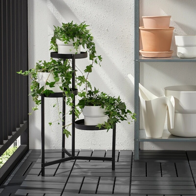 Piédestal, intérieur/extérieur noir, 58 cm