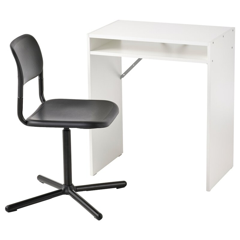 BUREAU ET CHAISE ,BLANC/NOIR