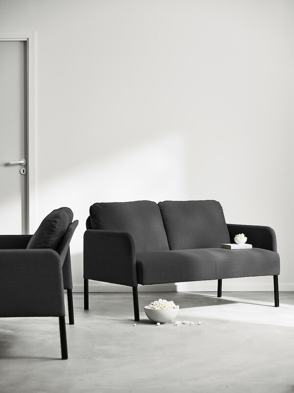 CANAPÉ 2 PLACES , KNISA GRIS FONCÉ