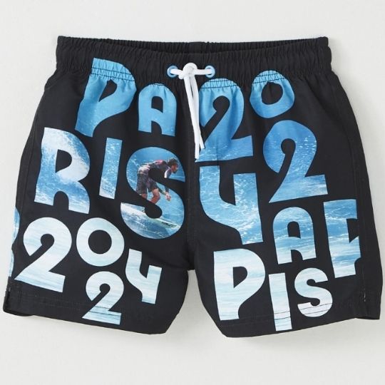 Short de bain garçon noir Jeux Olympiques PARIS 2024