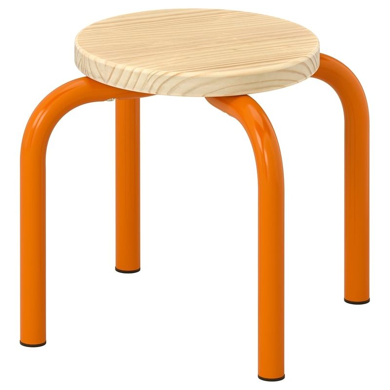 Tabouret enfant, bois/orange