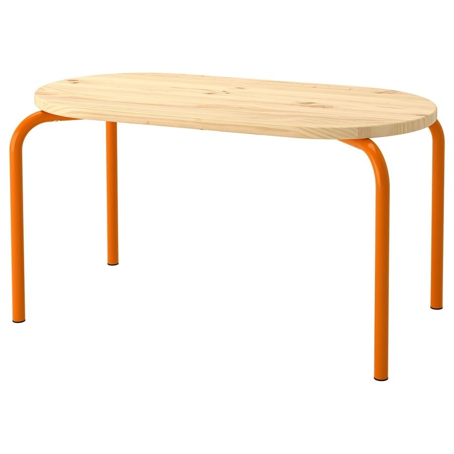 Table enfant, bois/orange, 84x42 cm