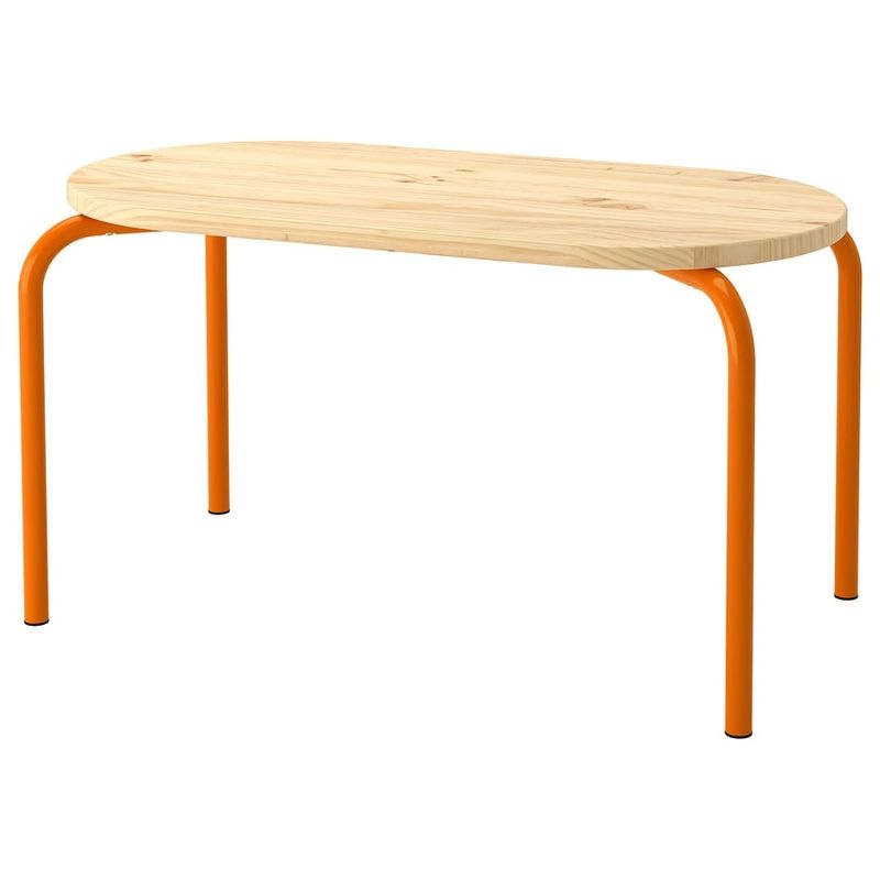 Table enfant, bois/orange, 84x42 cm