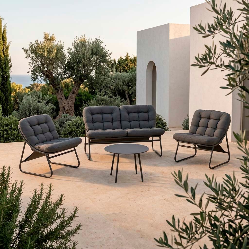 Salon de jardin Ariane 4 places - gris