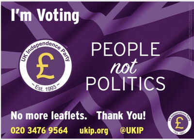 I’m Voting UKIP A4 Window Poster