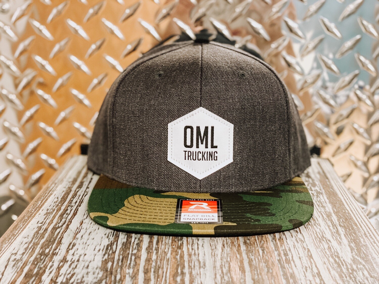 Wool Flatbill Snapback Cap - 510 - Heather Charcoal/Green Camo