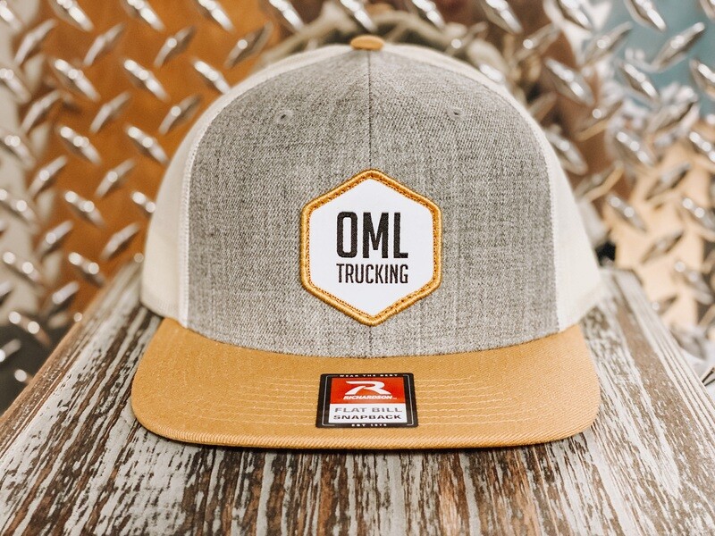 Wool Blend Flatbill Trucker Cap - 511 - Tri-Color: Heather Grey/Birch/Biscuit