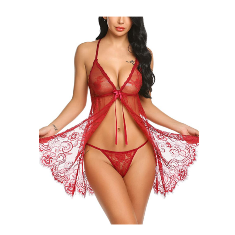 Avidlove Babydoll Lingerie for Women Honeymoon V Neck Chemise Sexy Exotic Open Front Negligee