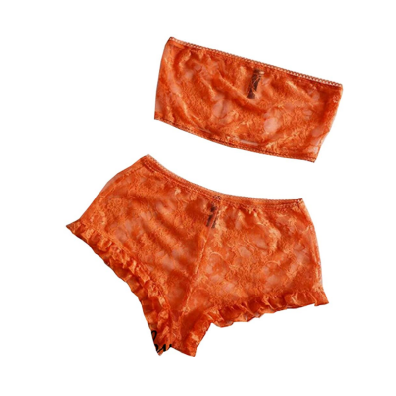 Women Sexy Lace Lingerie Nightwear Two Piece Babydoll Bra Panty Underwear Set